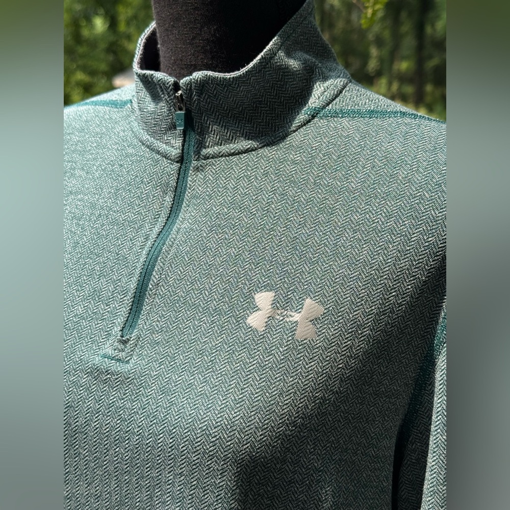 Under Armour Threadborne Teal Herringbone Quarter-Zip EUC Medium - Picture 2 of 8
